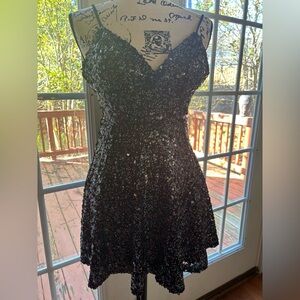 City Studio Black Sequin Embellished Knee-Length Dress